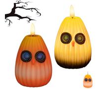 Générique Playful Owl Led Night Light Decor, Cute Pumpkin Owl Shaped Night Light, Halloween Table Decor for Bedroom, for Bedroom, Living Room (A+D,2 Pcs)
