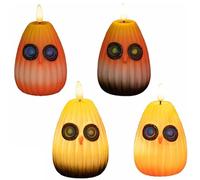 Générique Playful Owl Led Night Light Decor, Halloween Owl Shaped Ghostly Night Light, Cute Ghostly Atmosphere Decorations Pumpkin Nigh Ligh , for Bedroom, Living Room, Bar, Party (mix-4pcs)