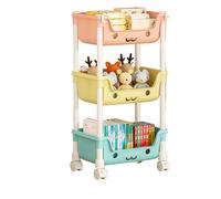 Générique Playroom Organization and Storage, Multi-Tier Rack with Wheels, Kids Storage Organizer with Removable Bins for Nursery Bedroom Toy Room Preschool Play Area, 12.21x8.08x38.61 inches