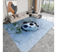 Générique Pliable Tapis Chouette Animale Fleurs Bleues Modèle pour Salon 80 x 150cm, Mur de béton fissuré D'éveil Lavables avec Dos Antidérapant Tapis à Poils Courts pour Bureau Filles Garçons