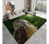 Générique Pliable Tapis Chouette aux Yeux Oranges forêt Verte Modèle pour Salon 120 x 170cm, D'éveil Lavables avec Dos Antidérapant Tapis à Poils Courts pour Salle à Manger Bureau Filles Garçons