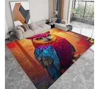 Générique Pliable Tapis Chouette colorée Animal Modèle pour Salon 120 x 170cm, D'éveil Lavables avec Dos Antidérapant Tapis à Poils Courts pour Salle à Manger Bureau Filles Garçons