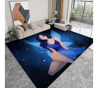Générique Pliable Tapis Étoiles Dessin animé Anime Fille Modèle pour Salon 120 x 170cm, D'éveil Lavables avec Dos Antidérapant Tapis à Poils Courts pour Salle à Manger Bureau Filles Garçons
