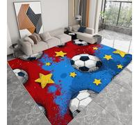 Générique Pliable Tapis Football de Dessin animé avec des étoiles Modèle pour Salon 80 x 120cm, D'éveil Lavables avec Dos Antidérapant Tapis à Poils Courts pour Salle à Manger Bureau Filles Garçons