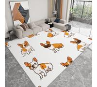 Générique Pliable Tapis Image de Petit Chien Bouledogue français Modèle pour Salon 80 x 120cm, D'éveil Lavables avec Dos Antidérapant Tapis à Poils Courts pour Salle à Manger Bureau Filles Garçons