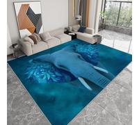 Générique Pliable Tapis Mandala Éléphant Art Populaire Modèle pour Salon 80 x 120cm, Turquoise D'éveil Lavables avec Dos Antidérapant Tapis à Poils Courts pour Salle à Manger Bureau Filles Garçons