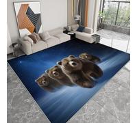 Générique Pliable Tapis Ours Animal Fantaisie Rêve Ciel étoilé Modèle pour Salon 140 x 200cm, D'éveil Lavables avec Dos Antidérapant Tapis à Poils Courts pour Salle à Manger Bureau Filles Garçons