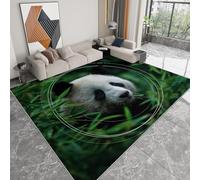 Générique Pliable Tapis Panda Animal Jungle Verte Modèle pour Salon 160 x 230cm, D'éveil Lavables avec Dos Antidérapant Tapis à Poils Courts pour Salle à Manger Bureau Filles Garçons