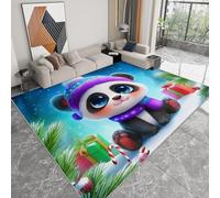 Générique Pliable Tapis Panda Animal Noël Modèle pour Salon 80 x 120cm, D'éveil Lavables avec Dos Antidérapant Tapis à Poils Courts pour Salle à Manger Bureau Filles Garçons