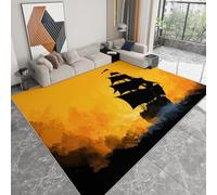 Générique Pliable Tapis Voilier Pirate Noir Modèle pour Salon 120 x 170cm, Jaune D'éveil Lavables avec Dos Antidérapant Tapis à Poils Courts pour Salle à Manger Bureau Filles Garçons