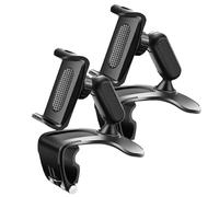 Générique Plixorahub Phone Holder, plixorahub Car Phone Holder, Universal 360° Dashboard Phones Holders, Fits 4”-7” Phones, Steering Wheel & Sun Visor, Folds Down (Black*2Pcs)