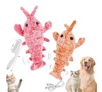 Générique Plothuge Dog Toys, Plot Huge Floppy Lobster Interactive Dog Toy, Wiggly Lobster, Jumping Moving Chew, USB Rechargeable, Safe and Durable (Orange+Pink)
