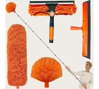 Générique Plumeau Telescopique, Tete de Loup Telescopique, Perche Télescopique, Plumeau en Toile D'araignée avec Balai Télescopique, Kit de Plumeaus Haute Portée de 6 M avec Rallonge de 1.5 À 4.9 M