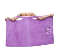 Générique Plus Size Women's Wearable Shower Skirt Bow Tie Water Absorption and Quick Drying Beauty Glow Wrap Towel with Straps (Purple3,Large)