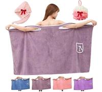 Générique Plus Size Women's Wearable Shower Skirt,Water Absorption and Quick,2-Button Design Adjustable Closure,Soft Friendly,Easy to Put on,Suitable for Everyone (Fuchsia, Large)
