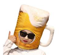 Générique Plush Beer Mug Hat - Funny Costume Headwear, Beer Stein Cosplay, Soft Fabric Party Cap with Foam Detail, Novelty Dress Up Accessory, Themed Event Headwear for Oktoberfest Celebration