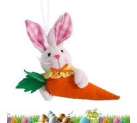 Générique Plush Bunny Decoration - 14cm Handmade Fabric Stuffed Doll, Bunny Holding Carrot Plush Pendant, Farmhouse Rustic Ornament, Easter Ornament | Spring Holiday Home Decor for Trees