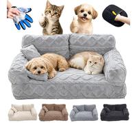 Générique Plush Calming Dog Sofa Bed with Removable Washable Cover, Soft Cat Sofa with Raised Rim & Non-Slip Bottom, Sofas & Chairs for Dogs Fluffy Dog Couch Bed (Light Gray, XXL)