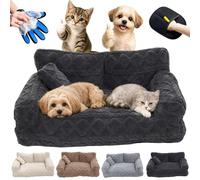Générique Plush Calming Dog Sofa Bed with Removable Washable Cover, Soft Cat Sofa with Raised Rim & Non-Slip Bottom, Sofas & Chairs for Dogs Fluffy Dog Couch Bed (Dark Gray, 3XL)