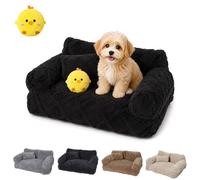 Générique Plush Calming Pet Sofa Bed, Plush Calming Dog Sofa Bed with Removable Washable Cover, Dog Sofa Beds with Removable Cover Cat Sofas Beds for Small Medium Pets (Dark Grey, S 45 * 39 * 21cm)