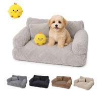 Générique Plush Calming Pet Sofa Bed, Plush Calming Dog Sofa Bed with Removable Washable Cover, Dog Sofa Beds with Removable Cover Cat Sofas Beds for Small Medium Pets (Light Grey, XL 80 * 50 * 32cm)