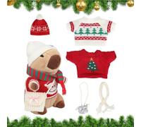 Générique Plush Capybara Toy, Cartoon Animal Set with 9 Dress-Up Outfits and Accessories, Fun Interactive Soft Doll for Party Supplies, Christmas Holiday Decorations on Bed Sofa Couch Display