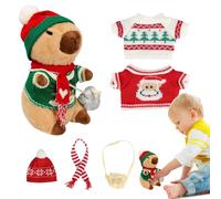 Générique Plush Capybara Toy, Cartoon Animal Set with 9 Dress-Up Outfits and Accessories, Fun Interactive Soft Doll for Party Supplies, Christmas Holiday Decorations on Bed Sofa Couch Display