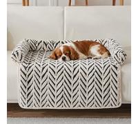 Générique Plush Cat Mat for Sofa, Cozy Cat Bed with Raised Pillow Edge, Leaf Pattern (Medium,Black)