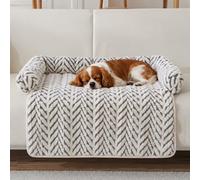 Générique Plush Cat Mat for Sofa, Cozy Cat Bed with Raised Pillow Edge, Leaf Pattern (Medium,Gray)