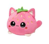 Générique Plush Cat - Strawberry Kitten Figure | Cuddle Doll with Soft Stuffed Body for Kids Boys Women Adult Pet Lovers Birthday Easter Gift Table Decoration Playroom Accessory