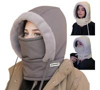 Générique Plush-Lined Thermal Winter Hat with Face Mask for Men & Women - 4-in-1 Windproof Fleece, Neck Warmer & Ear Protector for Cold (B-1)
