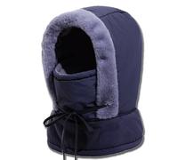 Générique Plush-Lined Thickened Thermal Hat with Face Mask for Men and Women,Fleece Balaclava Windproof Ski Cold Winter Scarf Warm (Blue)
