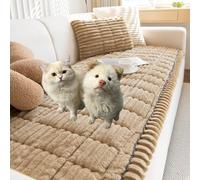 Générique Plush Pet Couch Cover,Non-Slip Washable Couch Covers for Pets,Ultra-Soft Quilted Fluffy Plush Sofa Protector with Waterproof Lining, Suitable for Dogs and Cats (Khaki,27 * 59in)