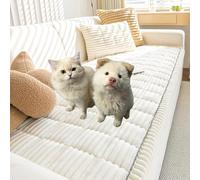 Générique Plush Pet Couch Cover,Non-Slip Washable Couch Covers for Pets,Ultra-Soft Quilted Fluffy Plush Sofa Protector with Waterproof Lining, Suitable for Dogs and Cats (White,24 * 82 in)