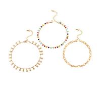 Générique Plusieurs Cadeau Bracelet Perlé Bijoux couche de perles de riz multicolores de bohème Classique Bracelet Inoxydable De Bracelet Anneaux (Gold, One Size)