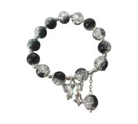 Générique Plusieurs Jonc Argenté Anneaux Handmade Beads Female Bracelet Ice Crack Broken Flower Beads Beads Maman Mm Bracelet Anneaux (L, One Size)