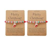 Générique Plusieurs Phrases Naturelle Anneaux Cute Santa Soft Ceramic Bead Bracelet Bracelet Rhodonite Acier Inoxydable Anneaux