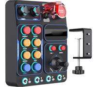 Générique Plyisty USB Sim Racing Button Box Contrôleur de Jeu PC 30 Fonctions Programmables 19 Boutons Rétroéclairage RVB Panneau de Commande Central pour Euro Truck Simulator Farming Sim Flight