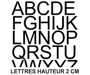 Générique - Pochette de 14 lettres adhésives hauteur 2 cm - Noir - Vinyle - Typographique - Lettres adhésives
