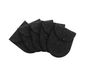 Générique Pochette de Rangement Portable en Feutre Noir 5 Pcs, Petits Paquet de Protection Faciles à Transporter pour Accessoires Auditifs, Design Fonctionnel et Pratique pour Voyage
