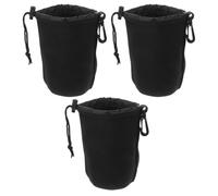Générique Pochette de Rangement pour lentilles 3pcs, étui en néoprène, Cordon de Serrage, Portable, pour objectifs et appareils Photo Hybrides, Noir, Protection Contre l'eau pour Transport