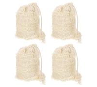 Générique Pochettes à Savonnette Paquet à Savonnette de Toilette et Solide avec Cordon en Coton et Lin Lot de 4 Exfoliantes et Pratiques