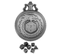 Générique Pocket Watch, Shell Dice Case, 6.5/4.5/3 inches, Steampunk Metal Holder, Hidden Polyhedral Set, Vintage Design Accessories for Tabletop Adventures, Bronze and Silver