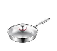 Générique Poêle à frire en acier inoxydable, poêle wok, poêles antiadhésives non revêtues, cuisinière à gaz, cuisinière à induction, ustensiles de cuisine universels,26cm/10in,With cover