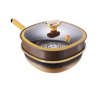 Générique Poêle à Frire - Poêle de Cuisson Grande en Titane Antiadhésive,Batterie de Cuisson Profonde avec Couvercle pour Maison Cuisine Appartement Camping Induction et