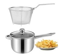 Générique Poêle à Frites 19,5cm Inox avec Panier et Couvercle, Friteuse à Pot pour Induction, Gaz & Électrique