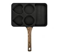 Générique Poêle à œuf | 5 compartiments, manche en bois amovible - Ustensiles de Cuisine Antiadhésifs | pour Domicile Restaurant Camping Bacon Poulet Poisson Hamburger