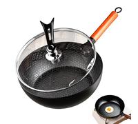 Générique Poêle en Fonte | Poêle de Cuisson Forgée avec Couvercle,Batterie de Cuisine Poêle à Frire Martelée Main pour Cuisinière Induction Petit Déjeuner Dîner Famille Appartement Maison