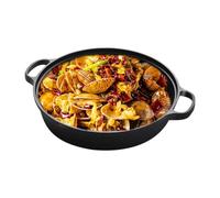 Générique Poêle Grill Antiadhésive | Poêle Ronde En Fonte Pour Induction Avec Couvercle Transparent,Poêle à Frire Manche Isolé pour Omelettes Steak Dîner Snacks Petit Déjeuner