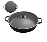 Générique Poêle Grill Antiadhésive - Poêle Ronde En Fonte Pour Induction Avec Couvercle Transparent,Poêle À Manche Isolant Pour Pancakes Steak Petit Déjeuner Dîner Snacks